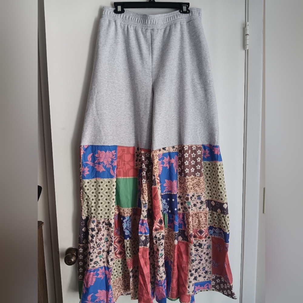 Upcycled H&M Gray Joggers W/ Patchwork Bottoms